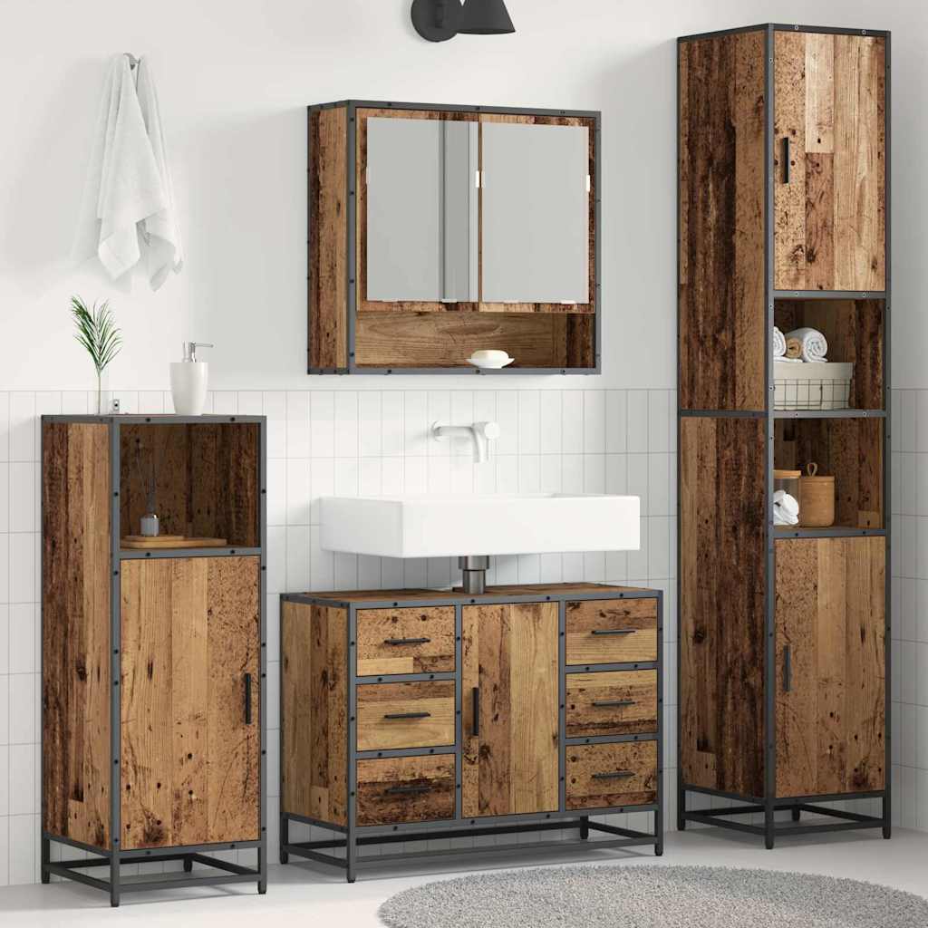 Badkamermeubelset met lade 3 pcs Oud Hout Bewerkt hout