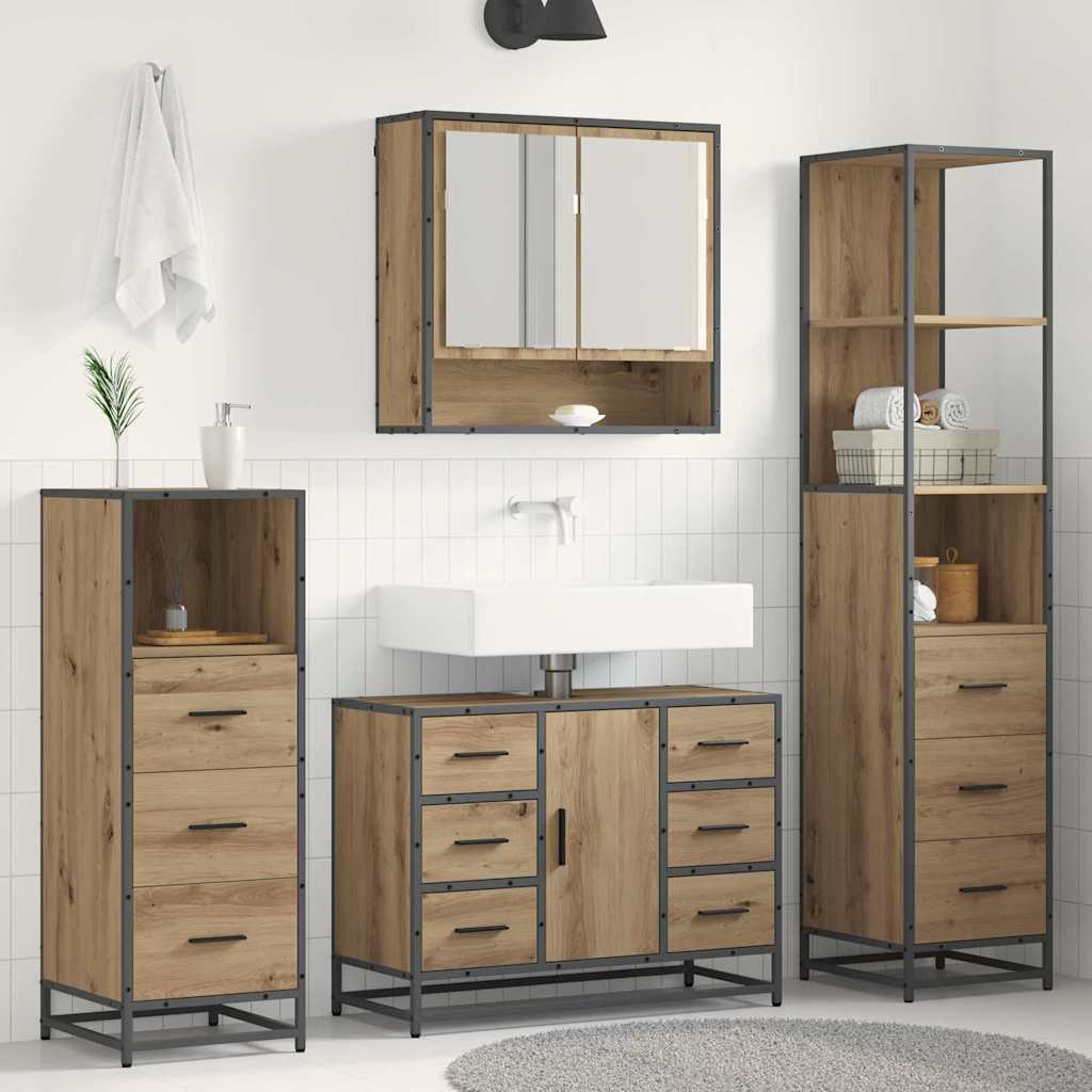 Badkamermeubelset met lade 3 pcs Artisan Eiken Bewerkt hout