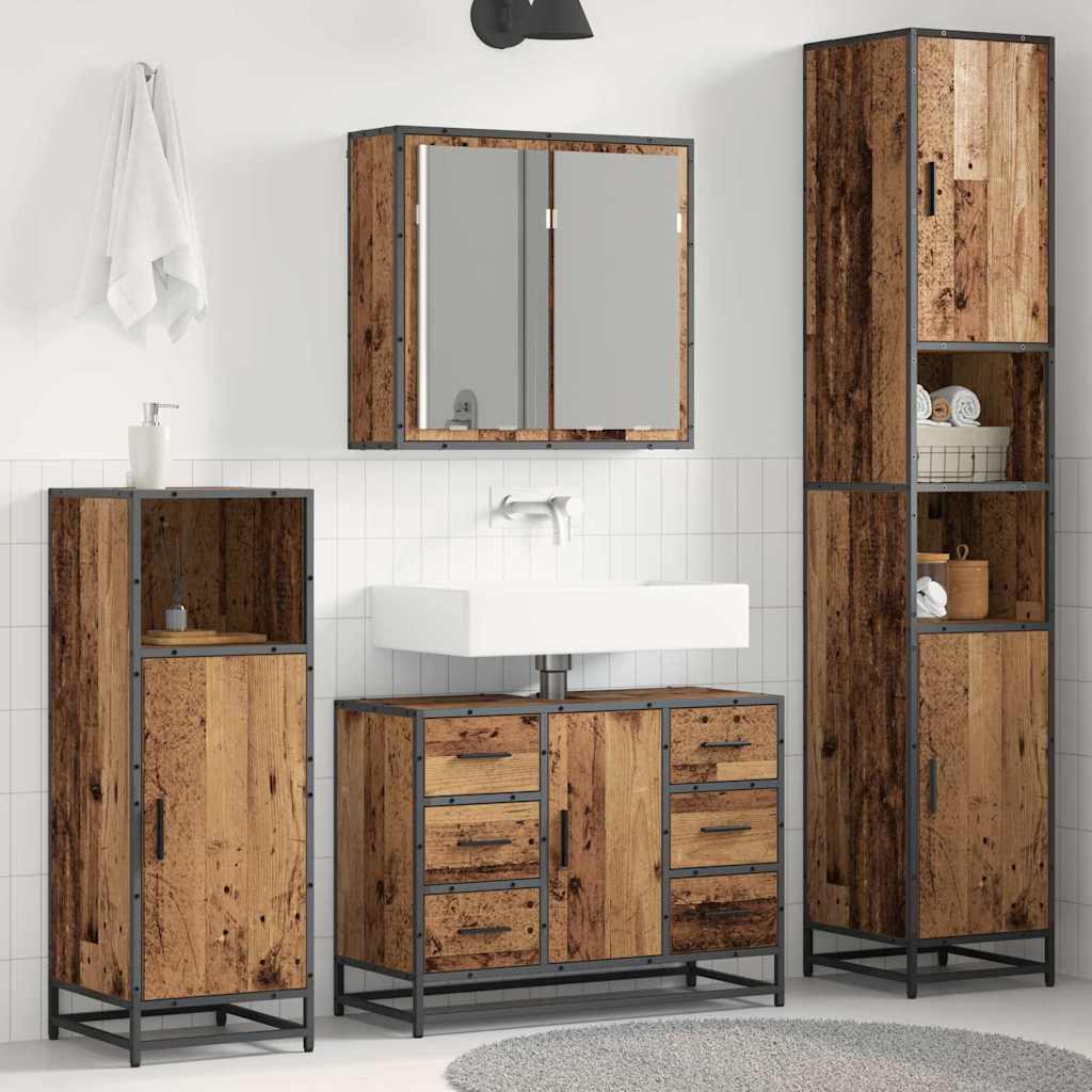 Badkamermeubelset met lade 3 pcs Oud Hout Bewerkt hout
