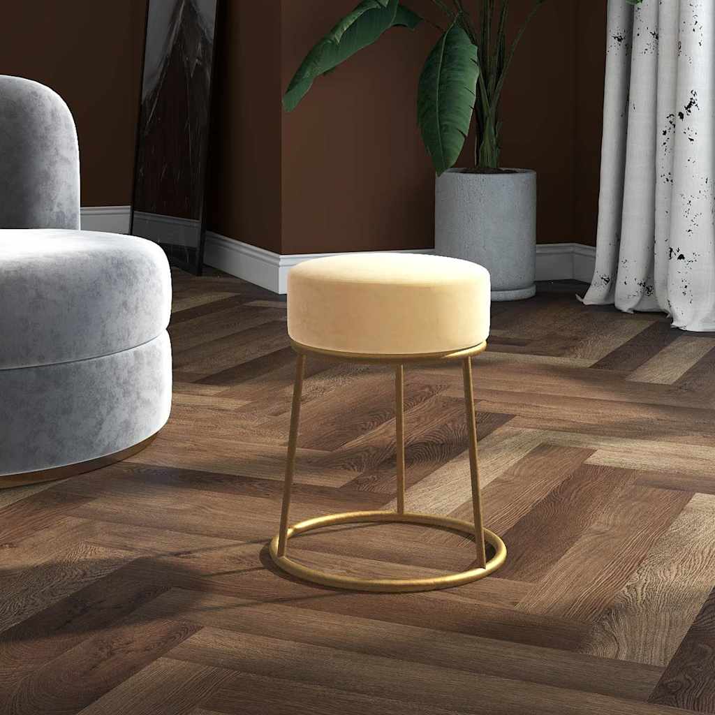 Hocker rond fluweel abrikooskleurig – afbeelding 1