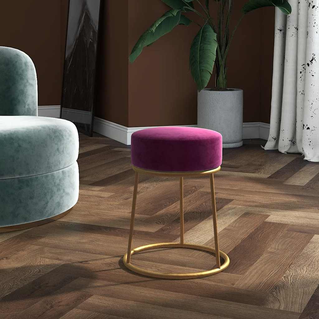 Hocker rond fluweel paars