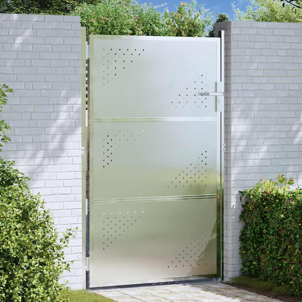 Tuinpoort 85 x 120 cm Roestvrij staal zilver Vergrendelbaar