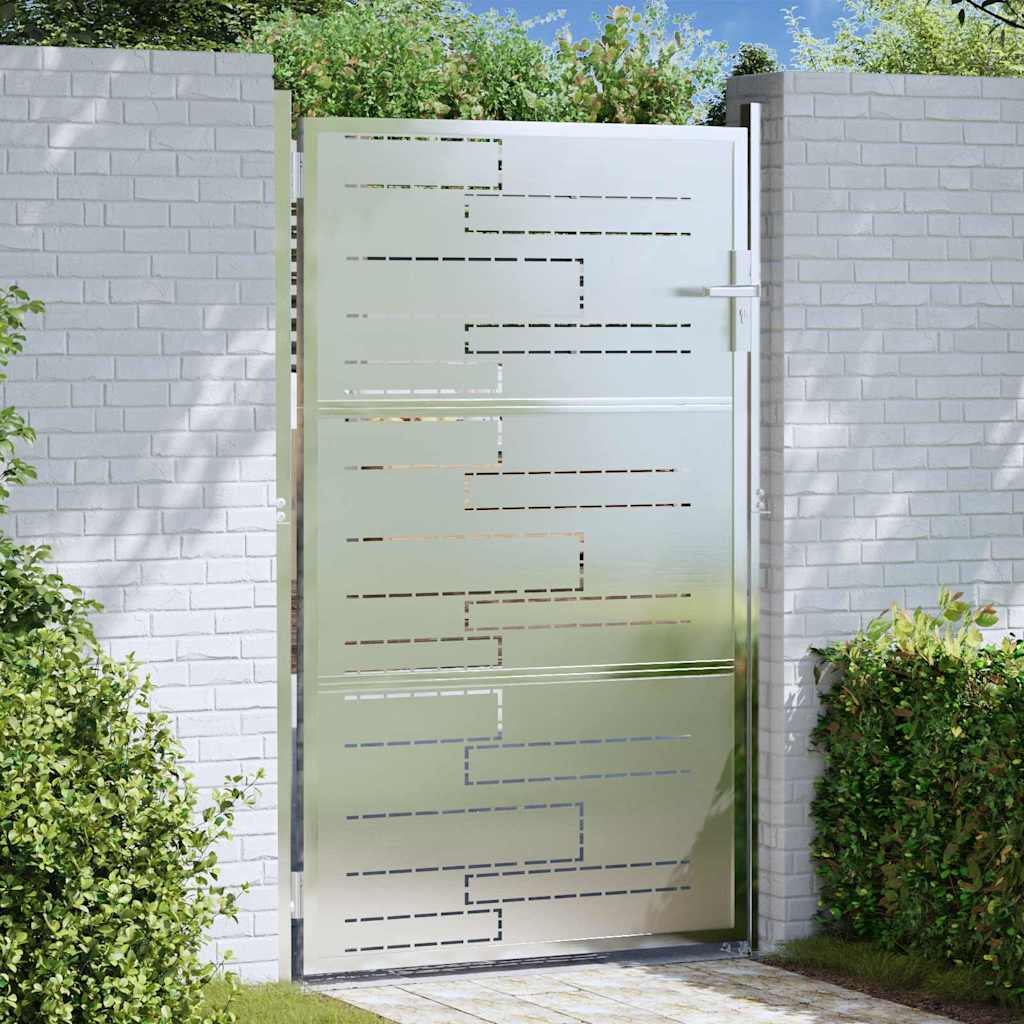 Tuinpoort 85 x 144 cm Roestvrij staal zilver Vergrendelbaar