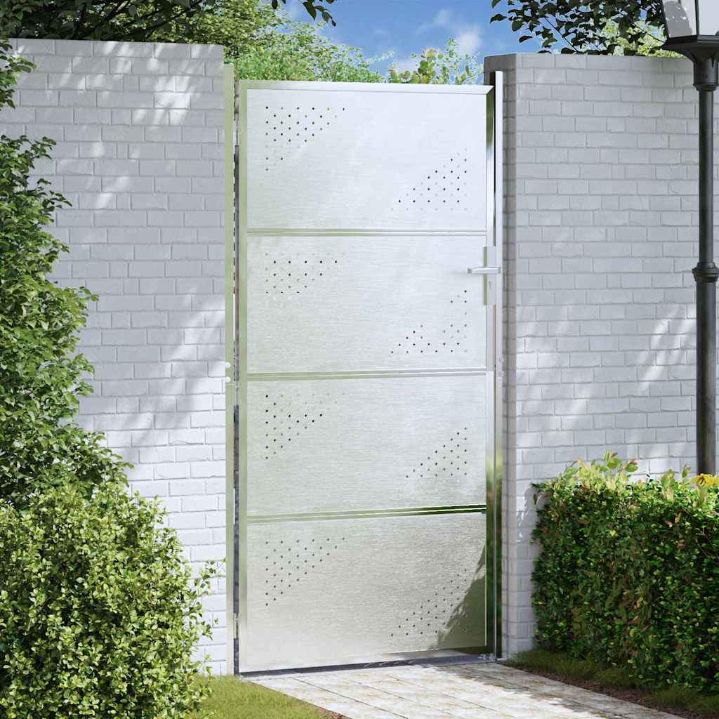 Tuinpoort 85 x 174 cm Roestvrij staal zilver Vergrendelbaar