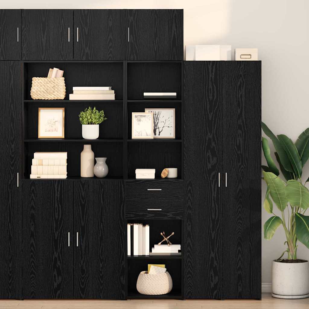 Highboard met lade Zwart Eiken 45 x 42,5 x 185 cm Bewerkt hout