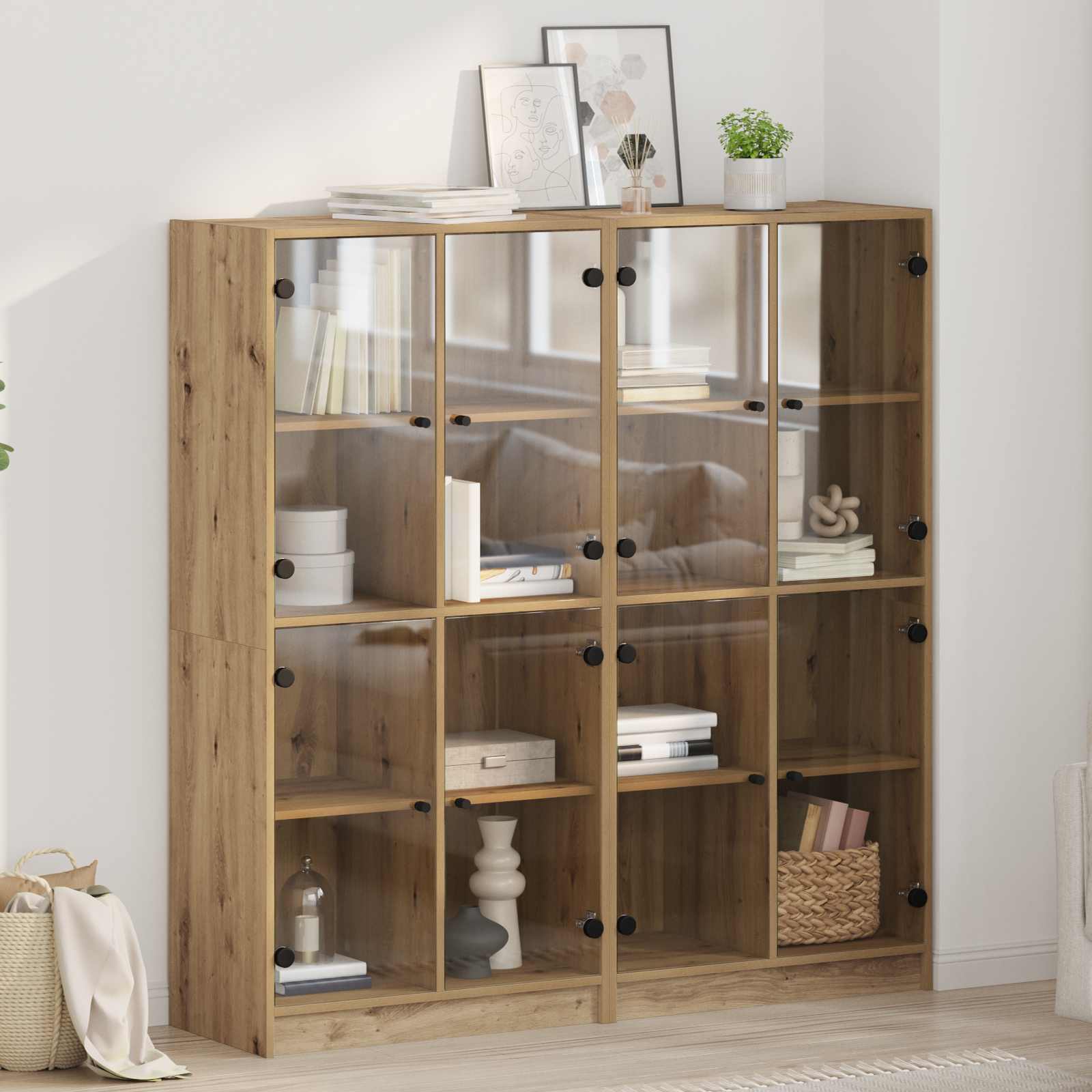 Highboard 2 pcs Artisan Eiken 68 x 37 x 142 cm Bewerkt hout – afbeelding 1