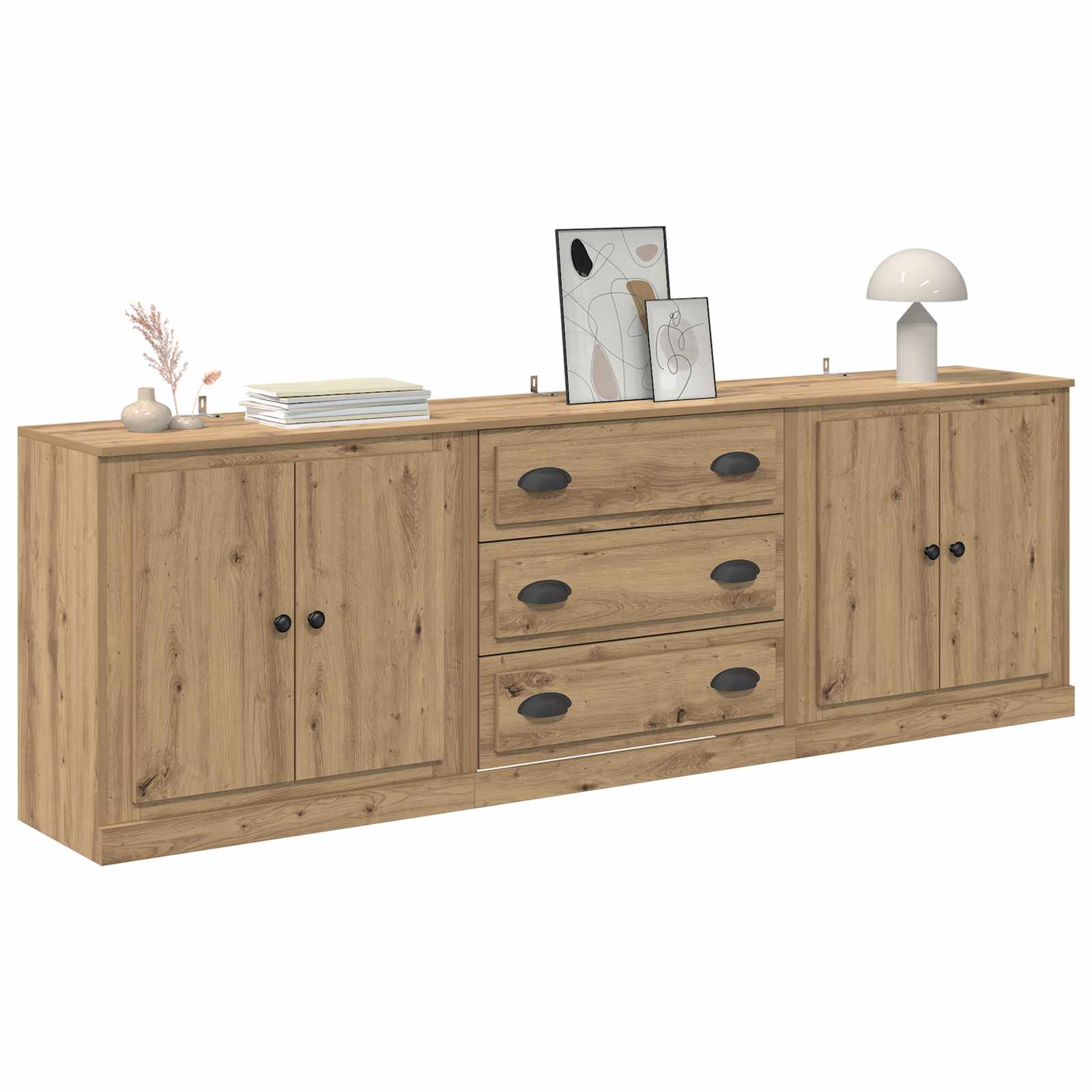 Dressoirs met lade 3 pcs Artisanaal eiken 210 x 35,5 x 67,5 cm – afbeelding 3