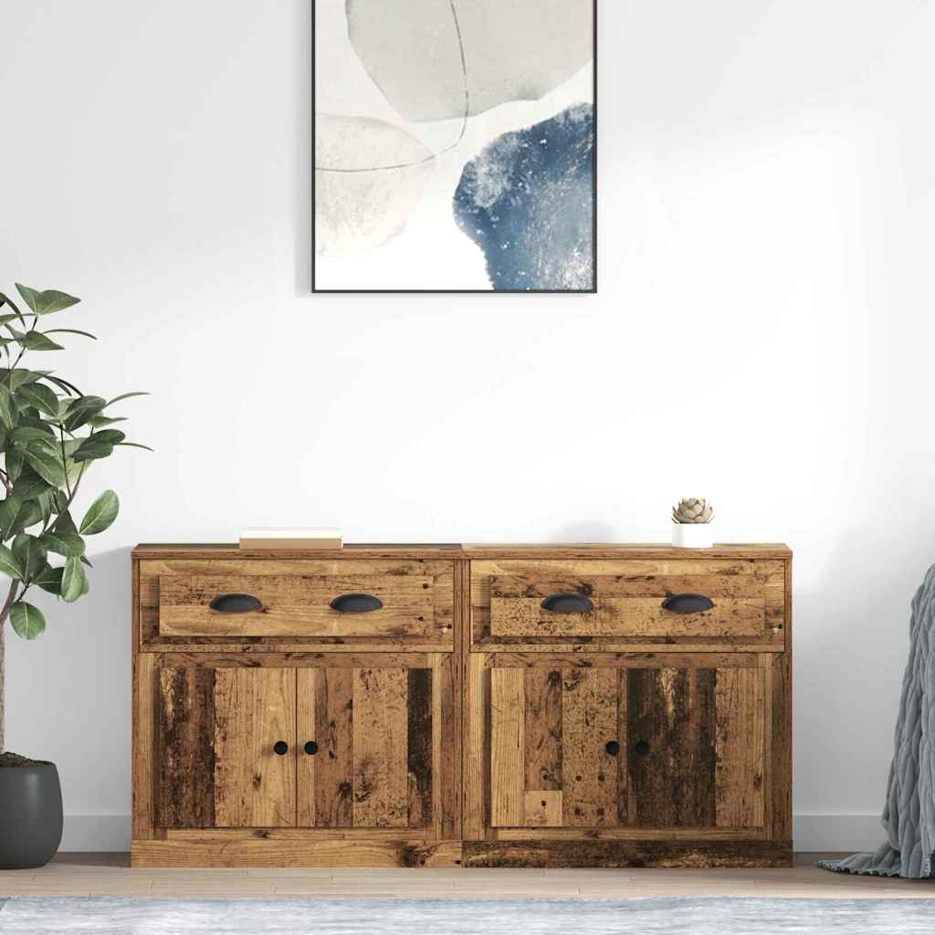 Dressoirs 2 pcs Oud Hout 70 x 35,5 x 67,5 cm Bewerkt hout – afbeelding 1