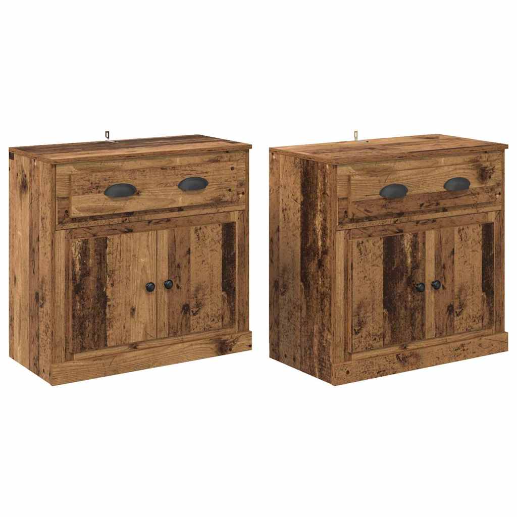 Dressoirs 2 pcs Oud Hout 70 x 35,5 x 67,5 cm Bewerkt hout – afbeelding 2