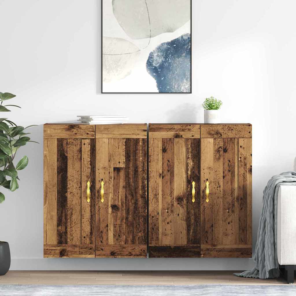 Wandkast 2 pcs Oudhout 69,5 x 34 x 90 cm Bewerkt hout