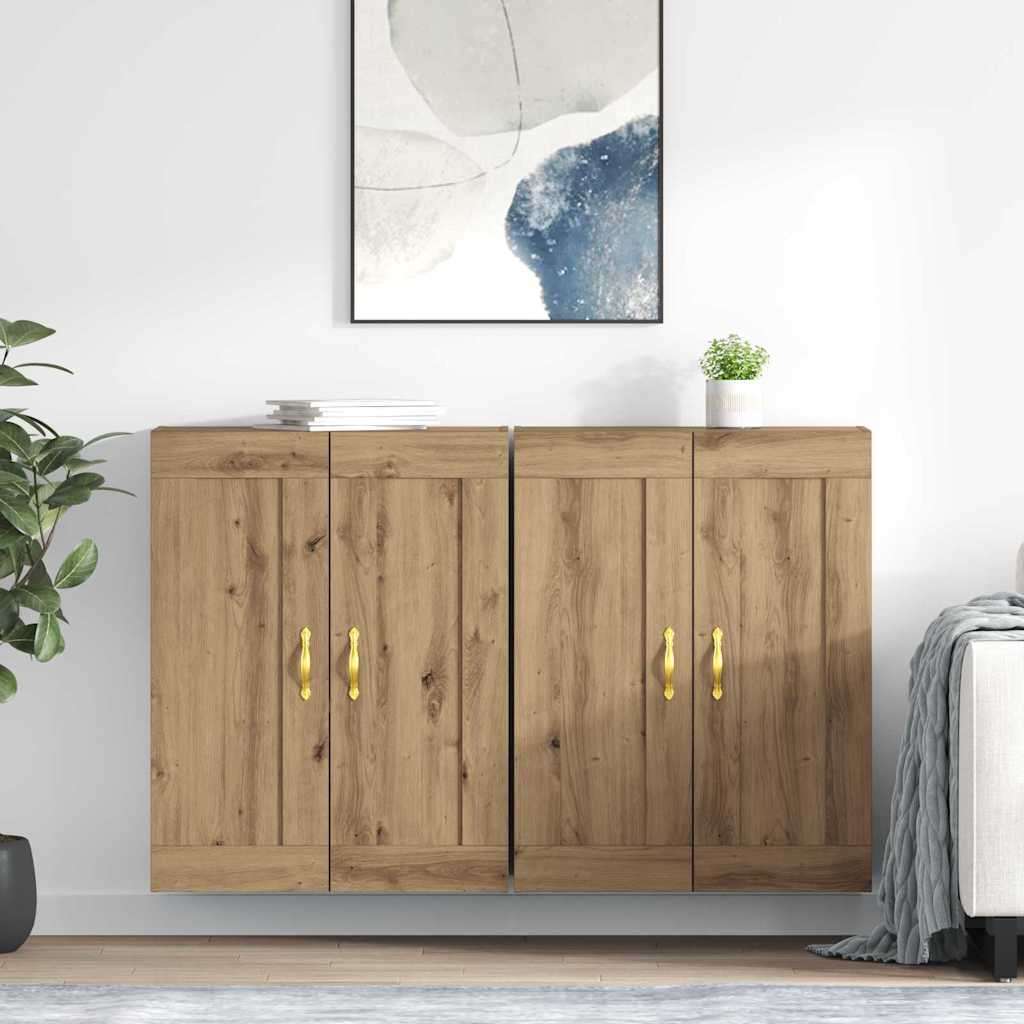 Wandkast 2 pcs Artisan Eiken 69,5 x 34 x 90 cm Bewerkt hout
