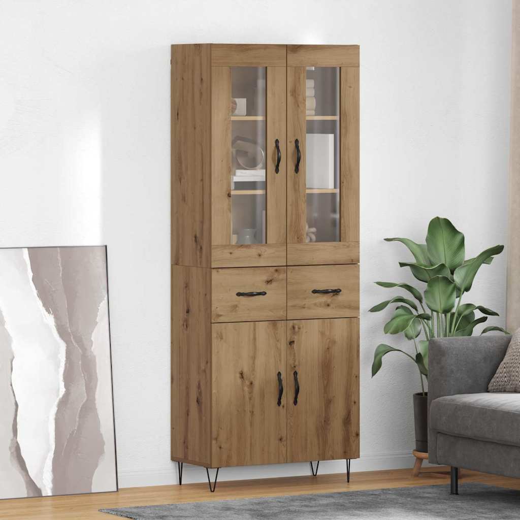 Hoge kast met lade Artisan Eiken 69,5 x 34 x 90 cm Bewerkt hout – afbeelding 1