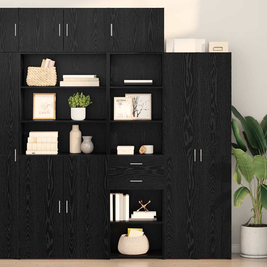 Highboard met lade Zwart Eiken 50 x 42,5 x 225 cm Bewerkt hout – afbeelding 1