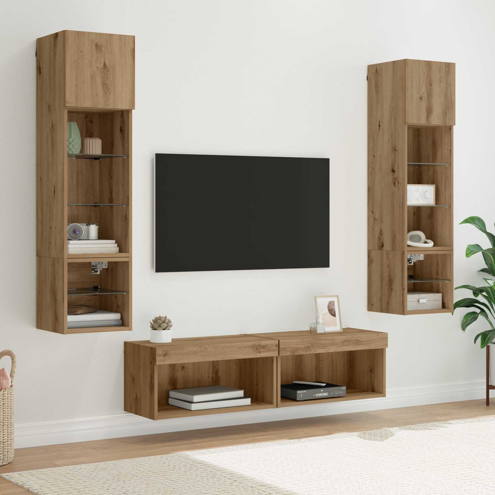 TV-wandmeubel Wandgemonteerd 6 pcs Artisan Eiken Bewerkt hout