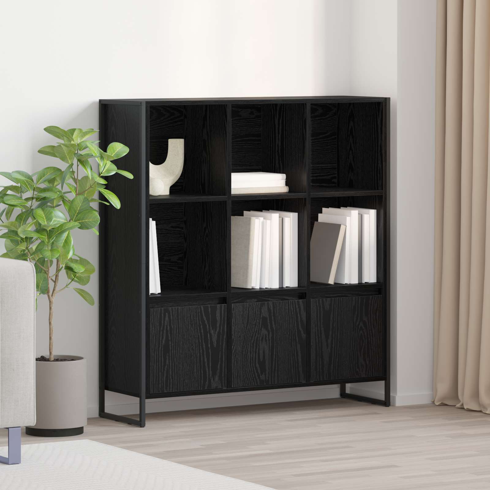 Boekenkast 2 pcs Zwart Eiken 99,5 x 30 x 108 cm Bewerkt hout