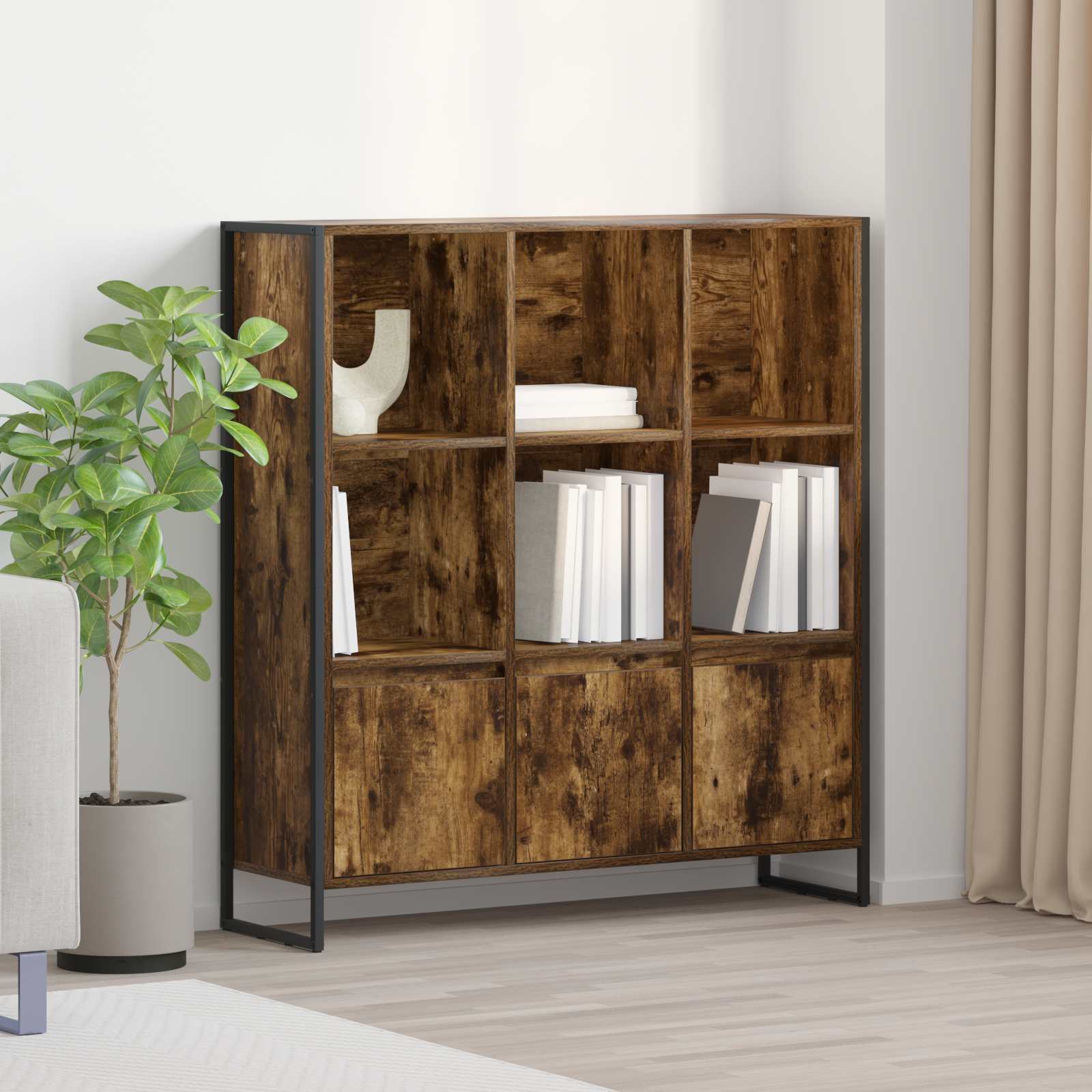 Boekenkast 2 pcs Rook Eik 99,5 x 30 x 108 cm Bewerkt hout