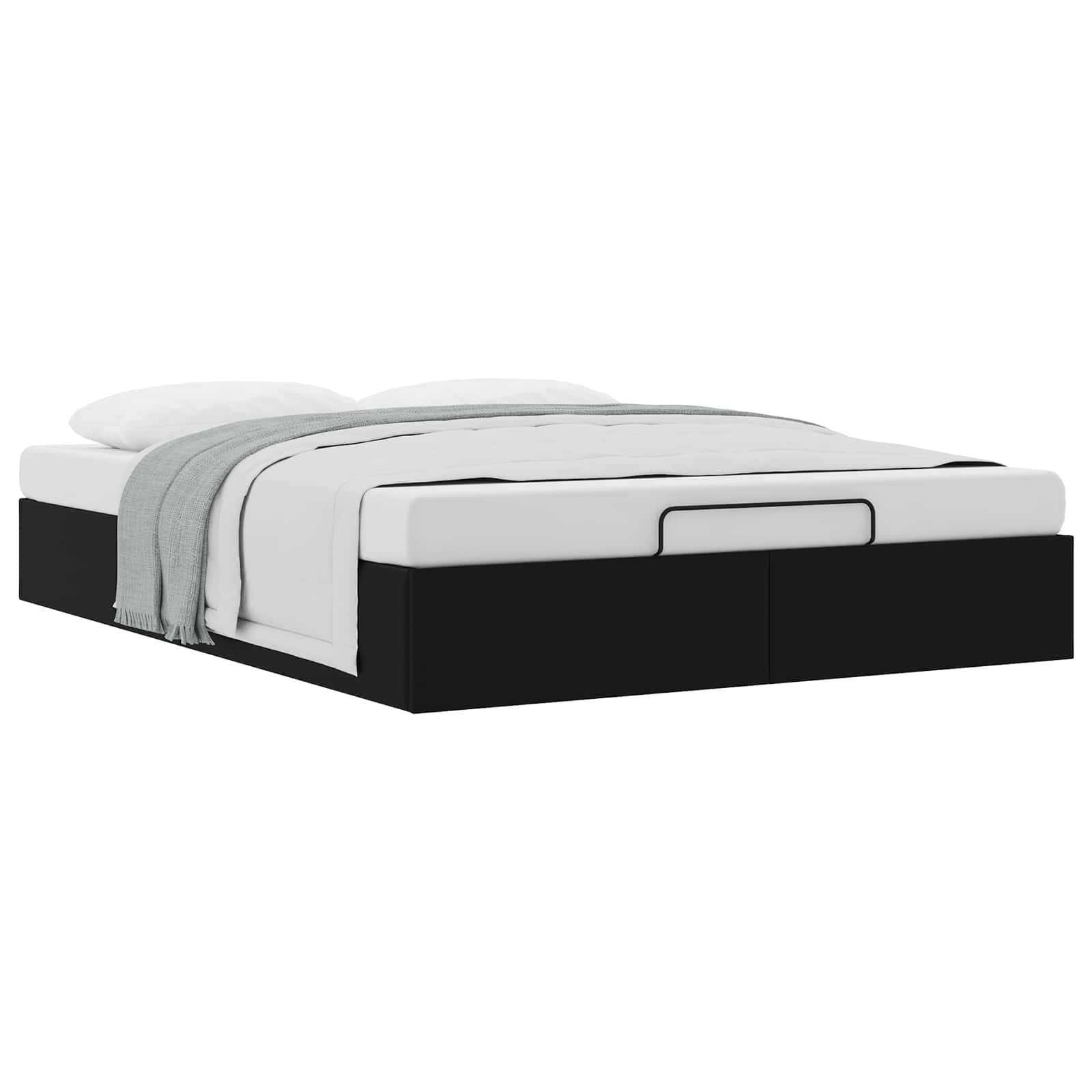 Ottoman Bedframe Zwart 153 x 203 cm Kunstleer – afbeelding 3