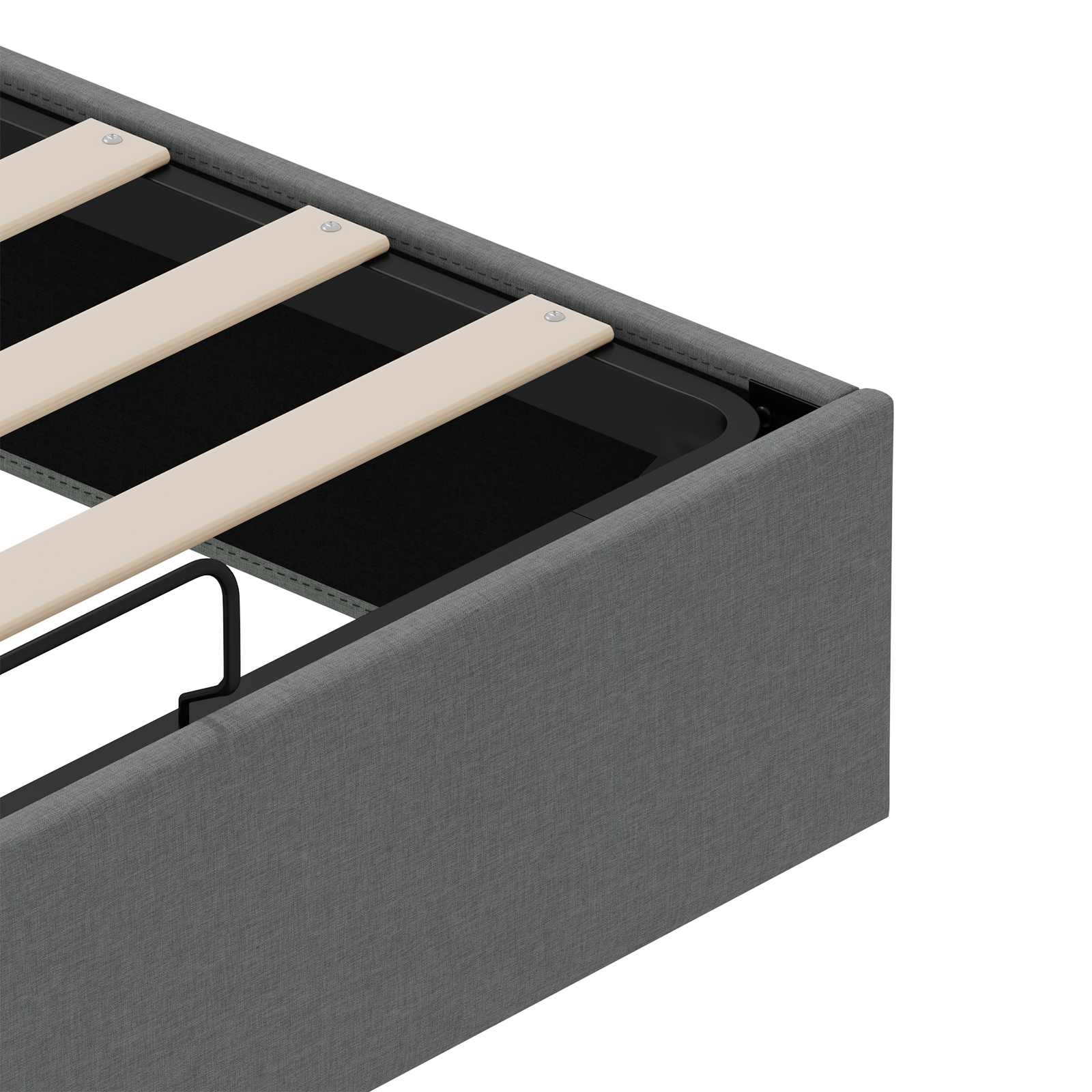Ottoman Bedframe Donkergrijs 153 x 203 cm Stof – afbeelding 10