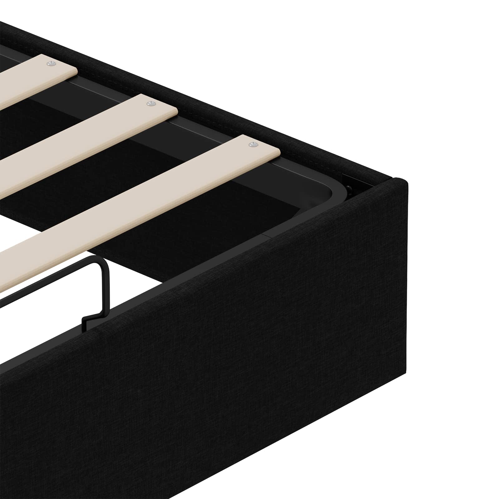Ottoman Bedframe Zwart 153 x 203 cm Stof – afbeelding 10