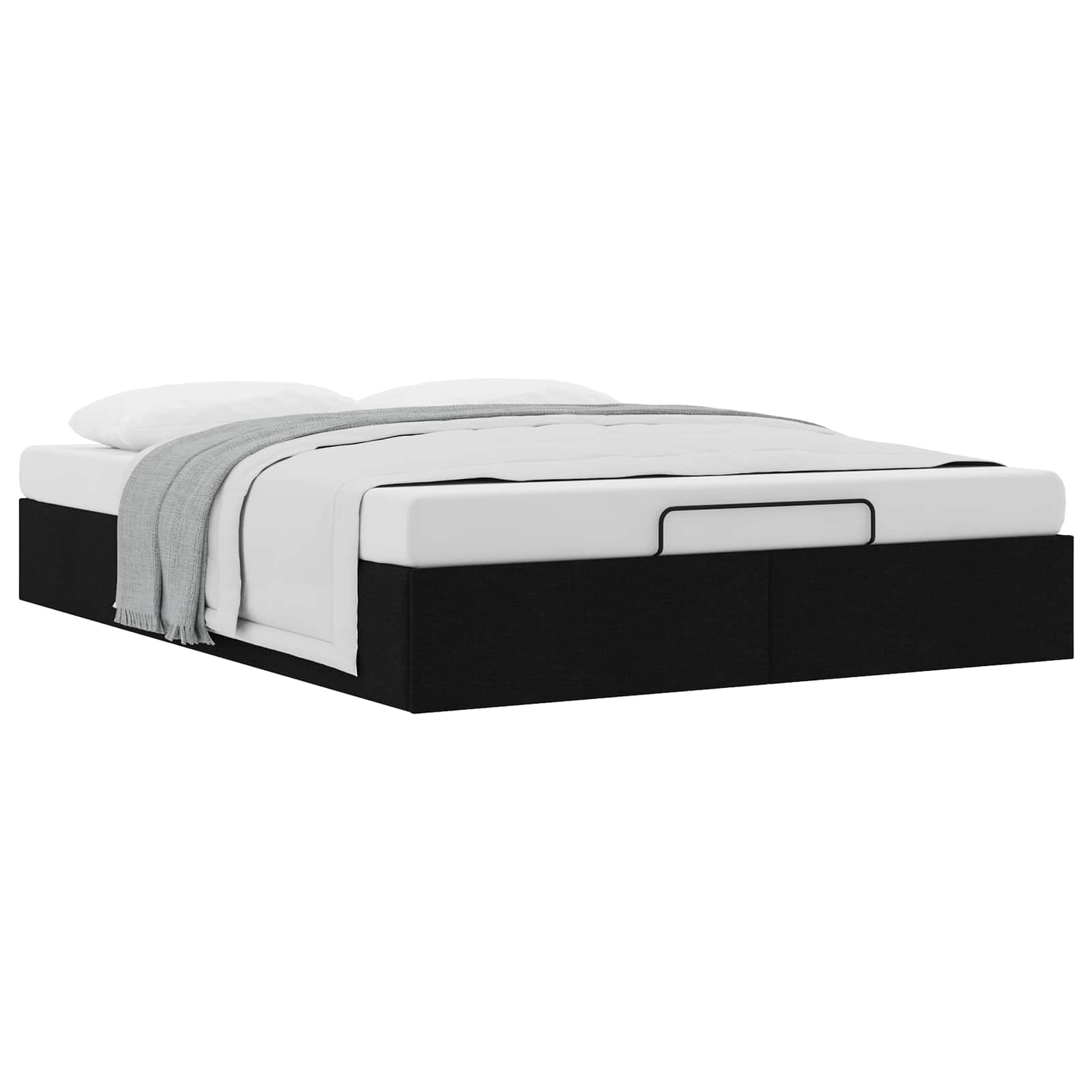 Ottoman Bedframe Zwart 153 x 203 cm Stof – afbeelding 3