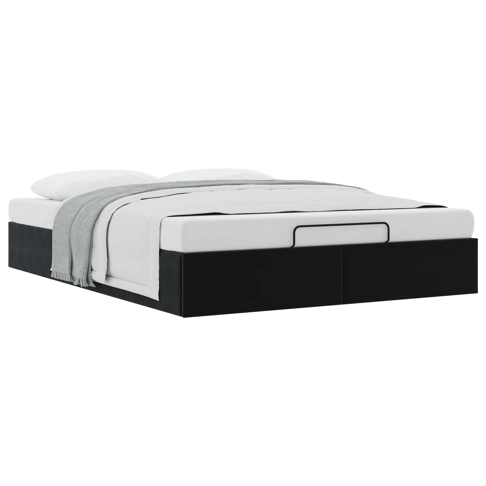 Ottoman Bedframe Zwart 153 x 203 cm Fluweel – afbeelding 3
