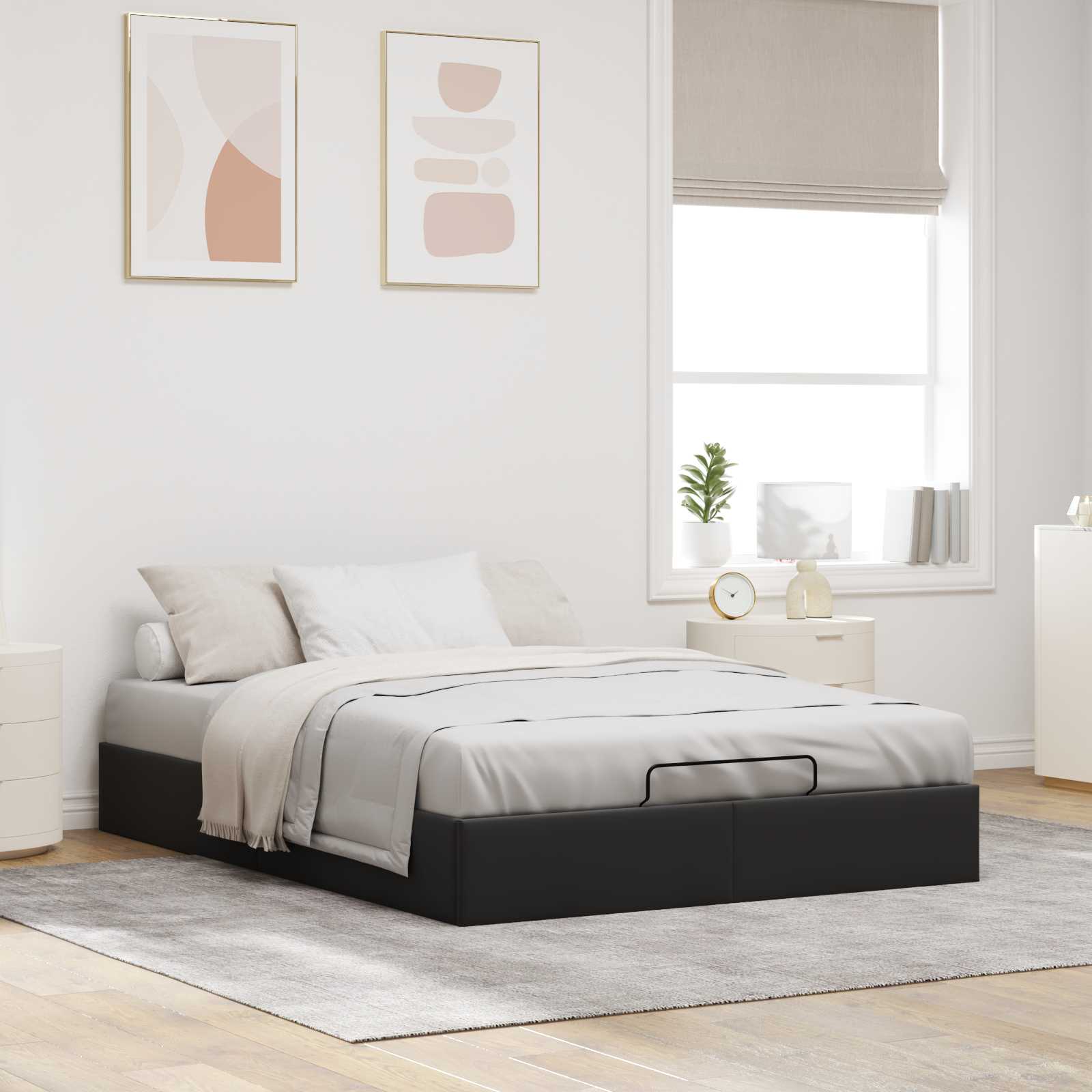 Ottoman Bedframe Zwart 153 x 203 cm Fluweel – afbeelding 4