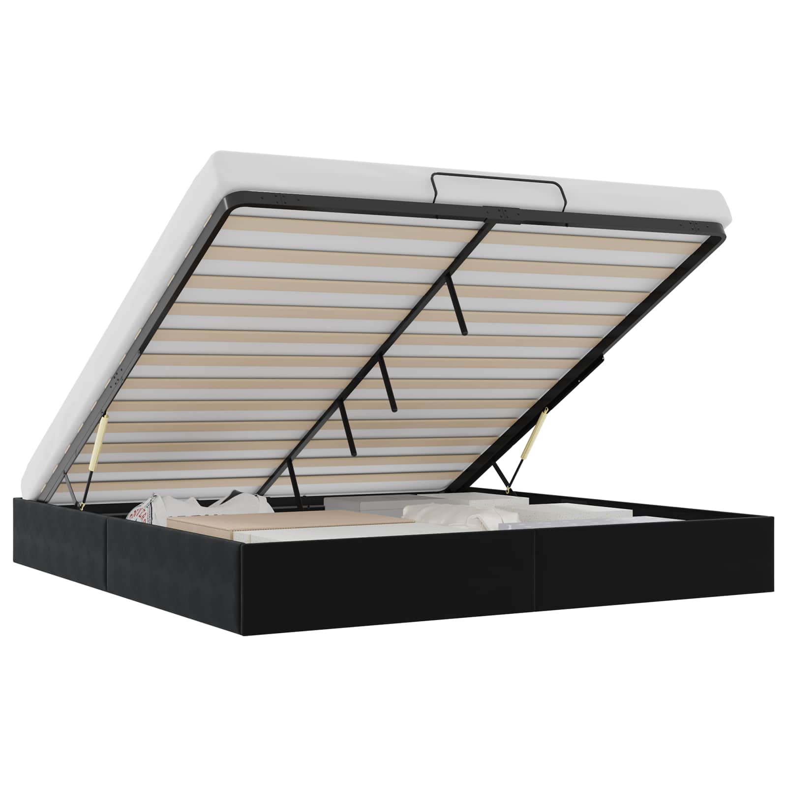 Ottoman Bedframe Zwart King size Fluweel – afbeelding 2