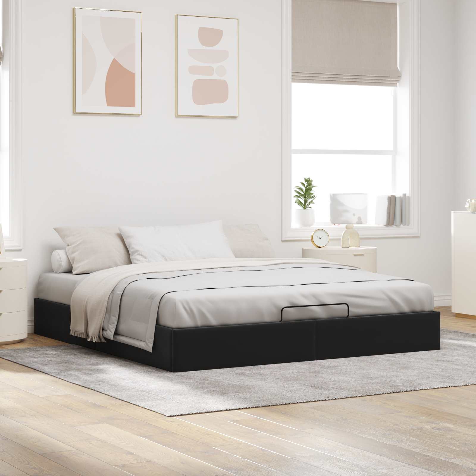 Ottoman Bedframe Zwart King size Fluweel – afbeelding 4