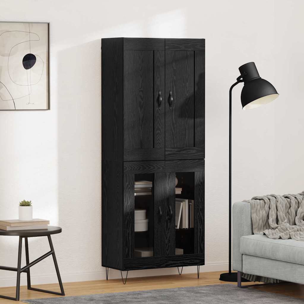 Hoge kast Zwart Eiken 69,5 x 34 x 180 cm Bewerkt hout