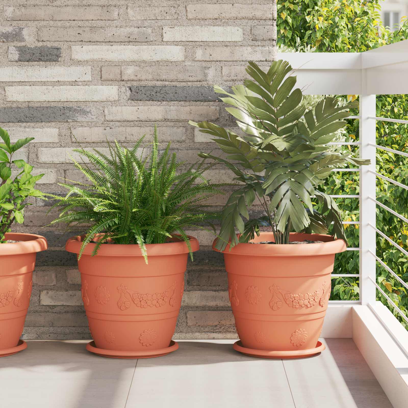 Plantenpotten 6 pcs Baksteenrood Ø 39 x 32 cm Kunststof