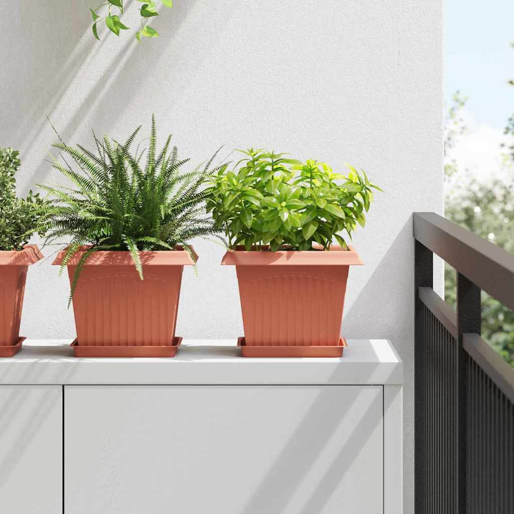 Plantenpotten 6 pcs Baksteenrood 23 x 23 x 17,5 cm Kunststof