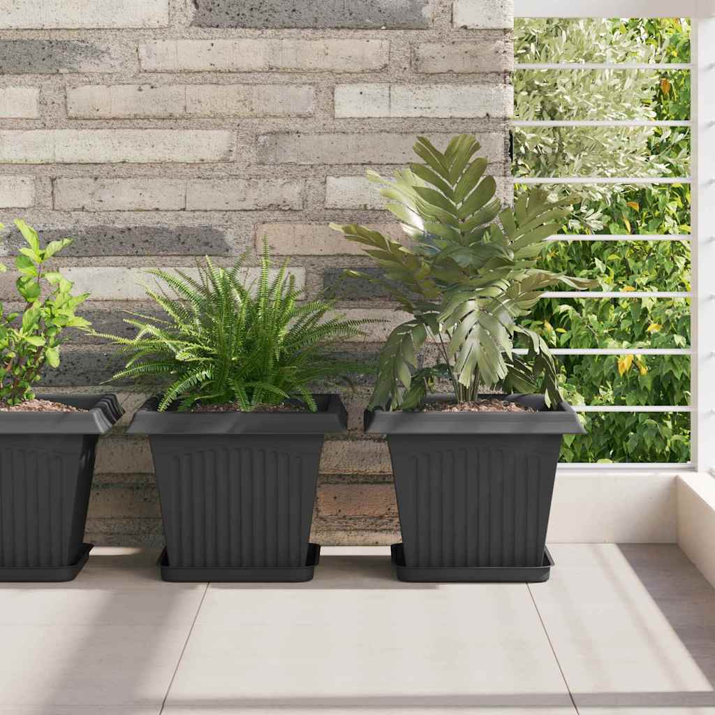 Plantenpotten 24 pcs Zwart 28,5 x 28,5 x 22 cm Kunststof