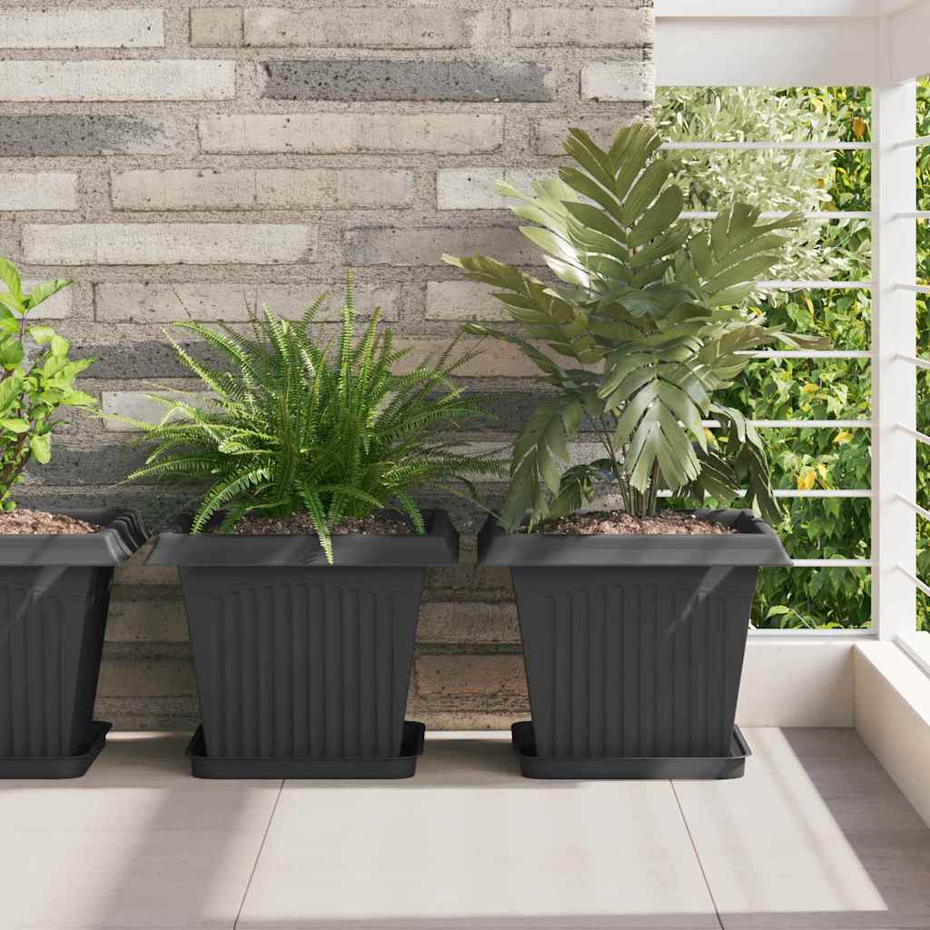 Plantenpotten 24 pcs Zwart 33 x 33 x 26 cm Kunststof