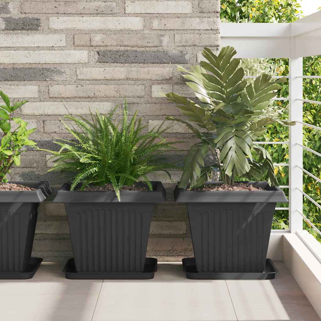 Plantenpotten 24 pcs Zwart 38 x 38 x 30 cm Kunststof – afbeelding 1