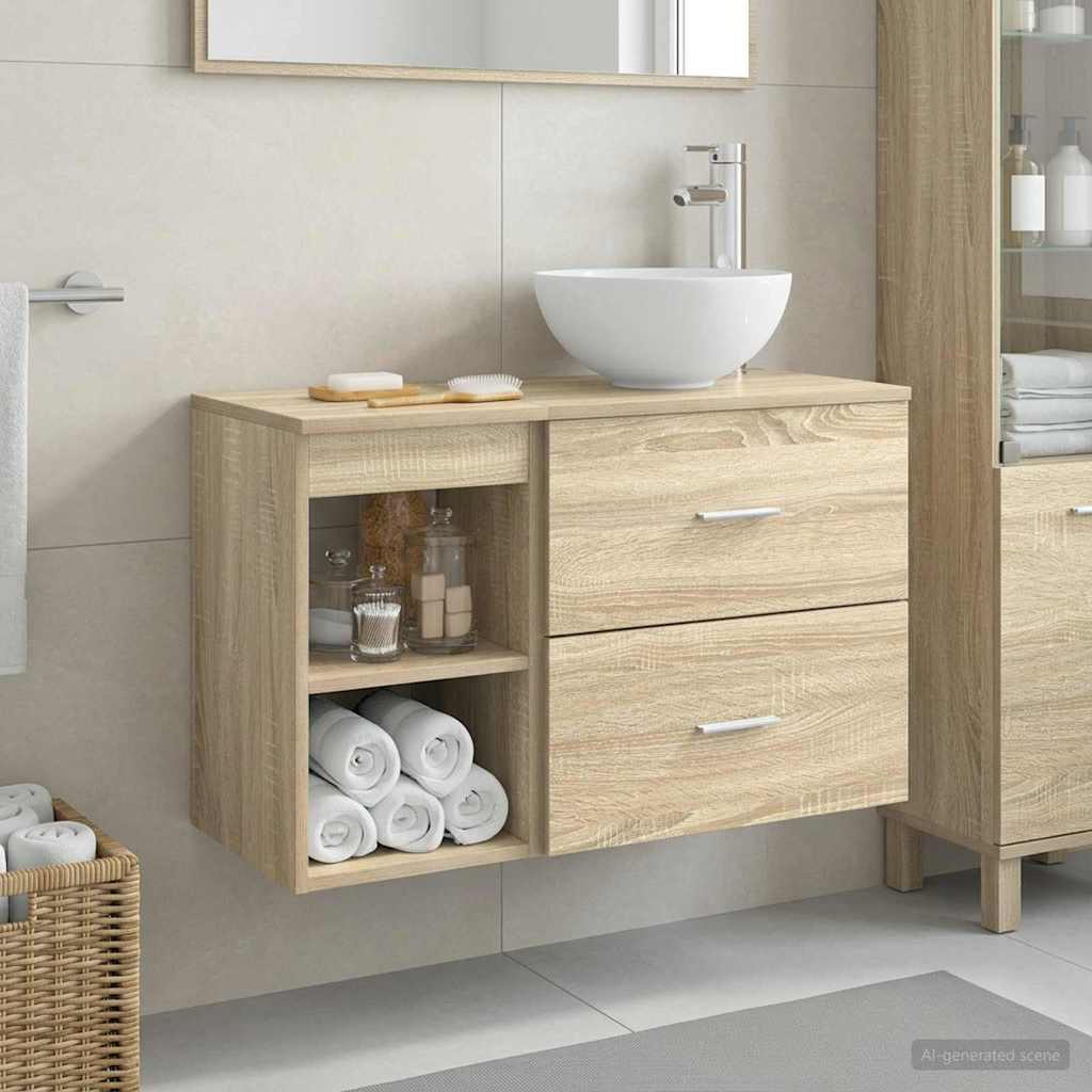 Badkamermeubelset 2 pcs Sonoma Eiken Bewerkt hout
