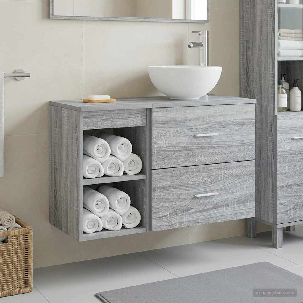 Badkamermeubelset 2 pcs Grijs Sonoma Bewerkt hout