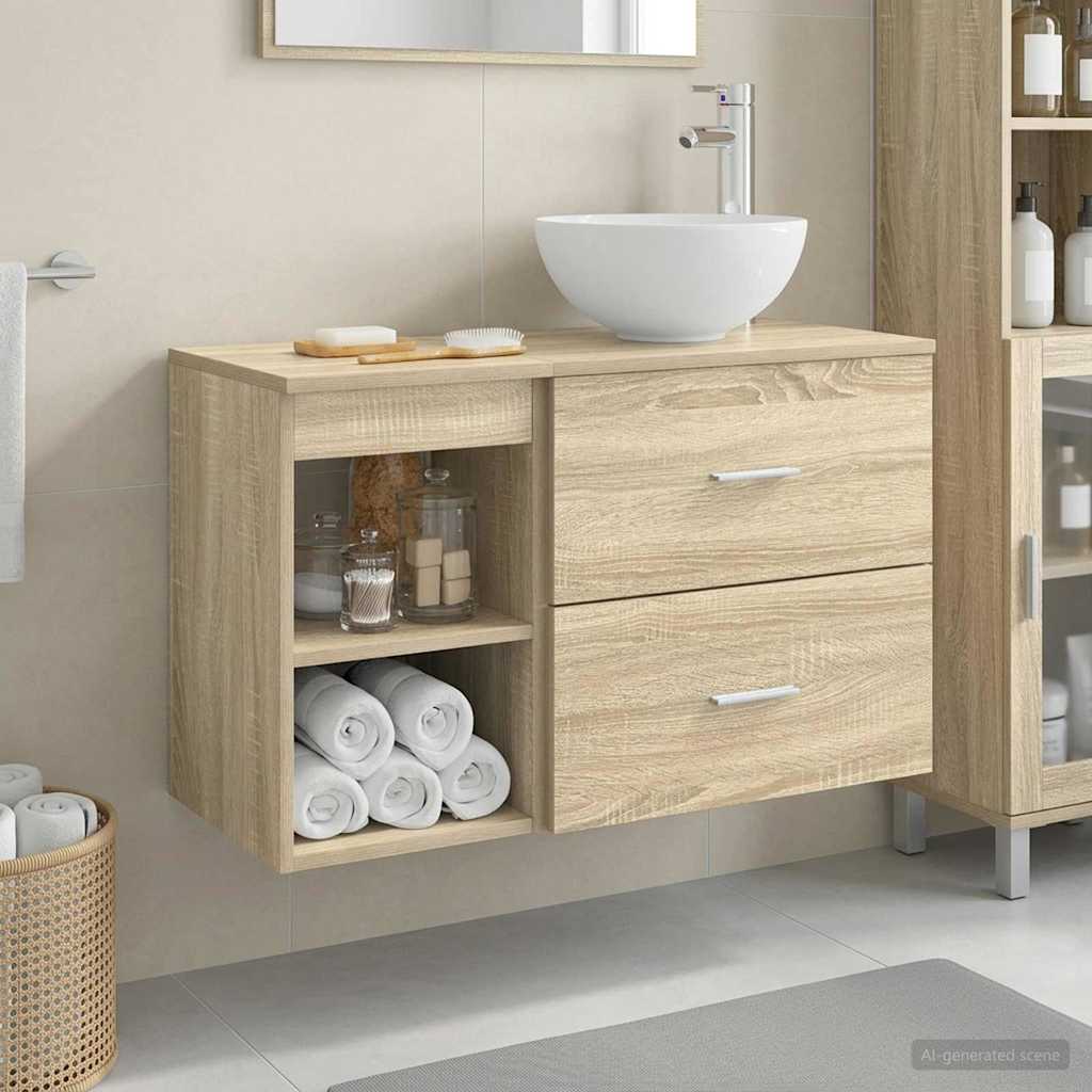 Badkamermeubelset 2 pcs Sonoma Eiken Bewerkt hout