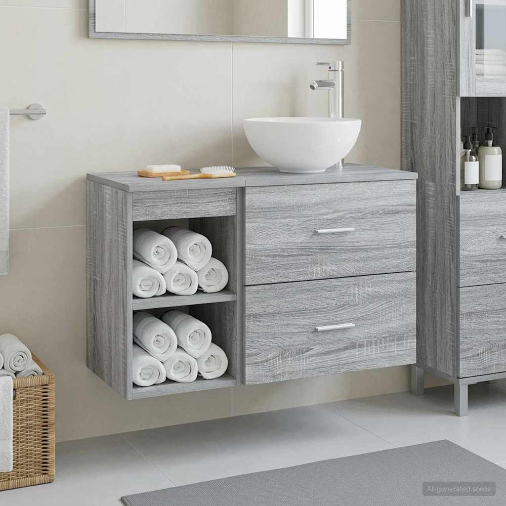 Badkamermeubelset 2 pcs Grijs Sonoma Bewerkt hout