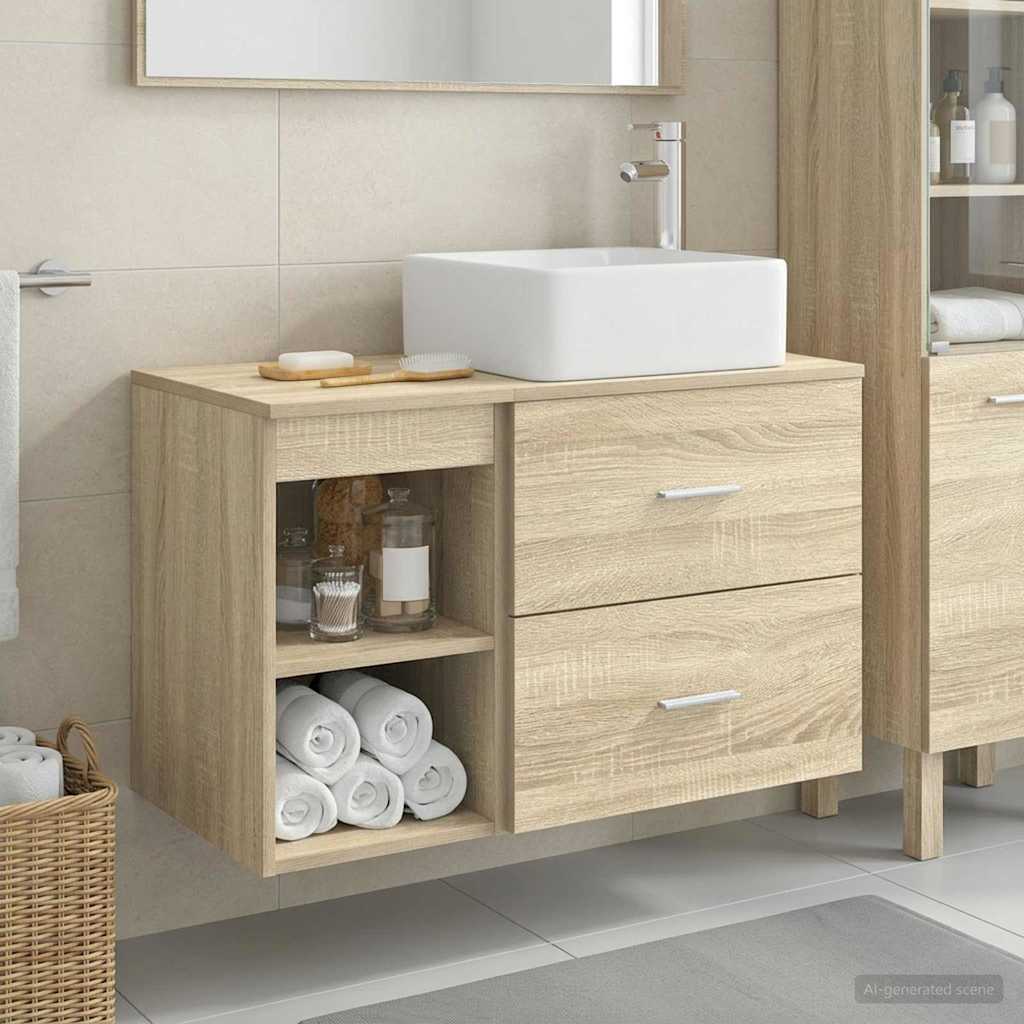 Badkamermeubelset 2 pcs Sonoma Eiken Bewerkt hout