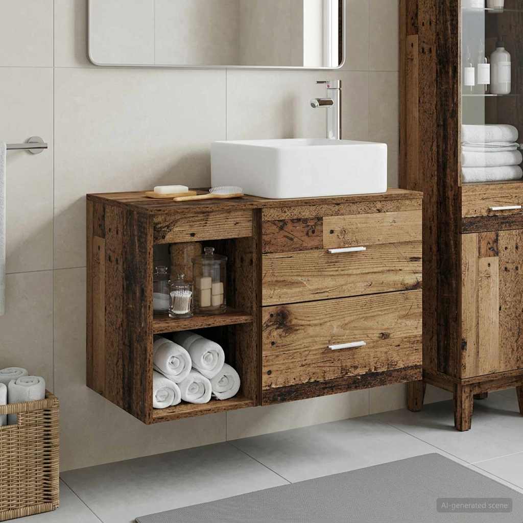 Badkamermeubelset 2 pcs Oud hout Bewerkt hout