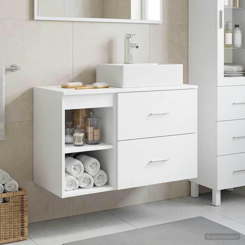 Badkamermeubelset 2 pcs Wit Bewerkt hout