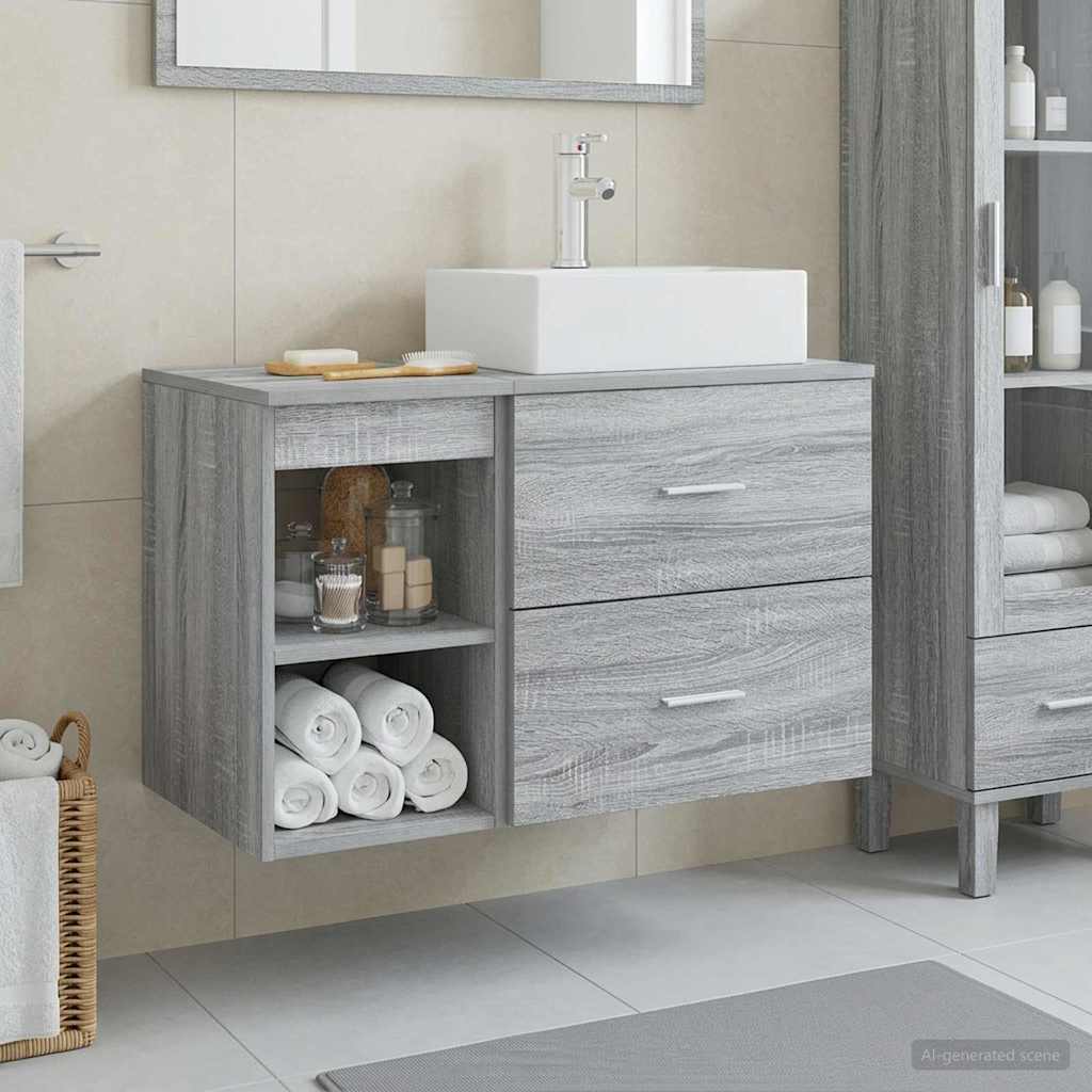 Badkamermeubelset 2 pcs Grijs Sonoma Bewerkt hout