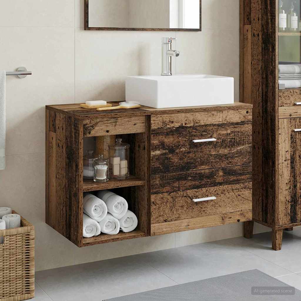 Badkamermeubelset 2 pcs Oud hout Bewerkt hout