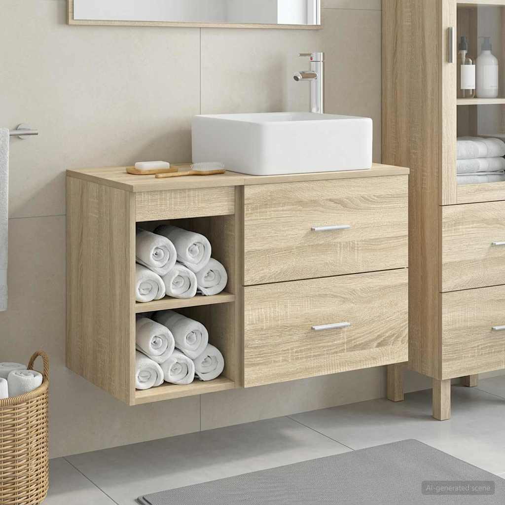 Badkamermeubelset 2 pcs Sonoma Eiken Bewerkt hout
