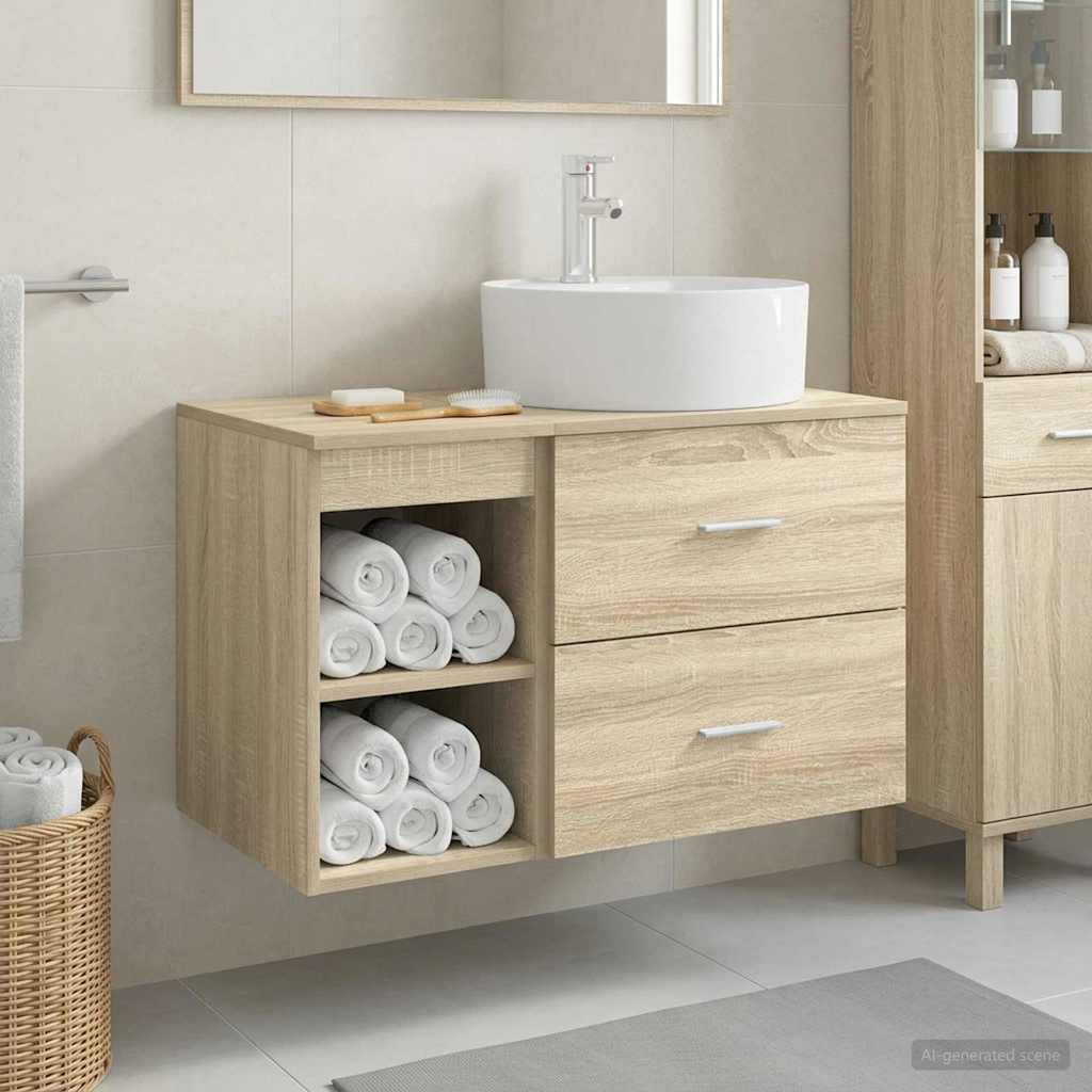 Badkamermeubelset 2 pcs Sonoma Eiken Bewerkt hout