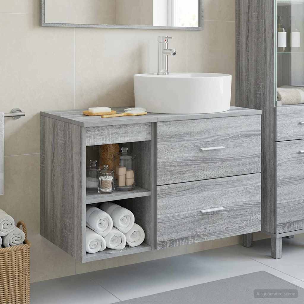 Badkamermeubelset 2 pcs Grijs Sonoma Bewerkt hout