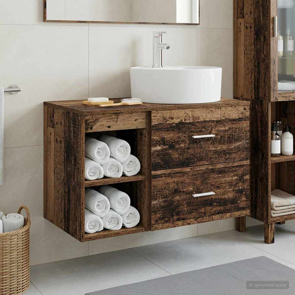 Badkamermeubelset 2 pcs Oud hout Bewerkt hout