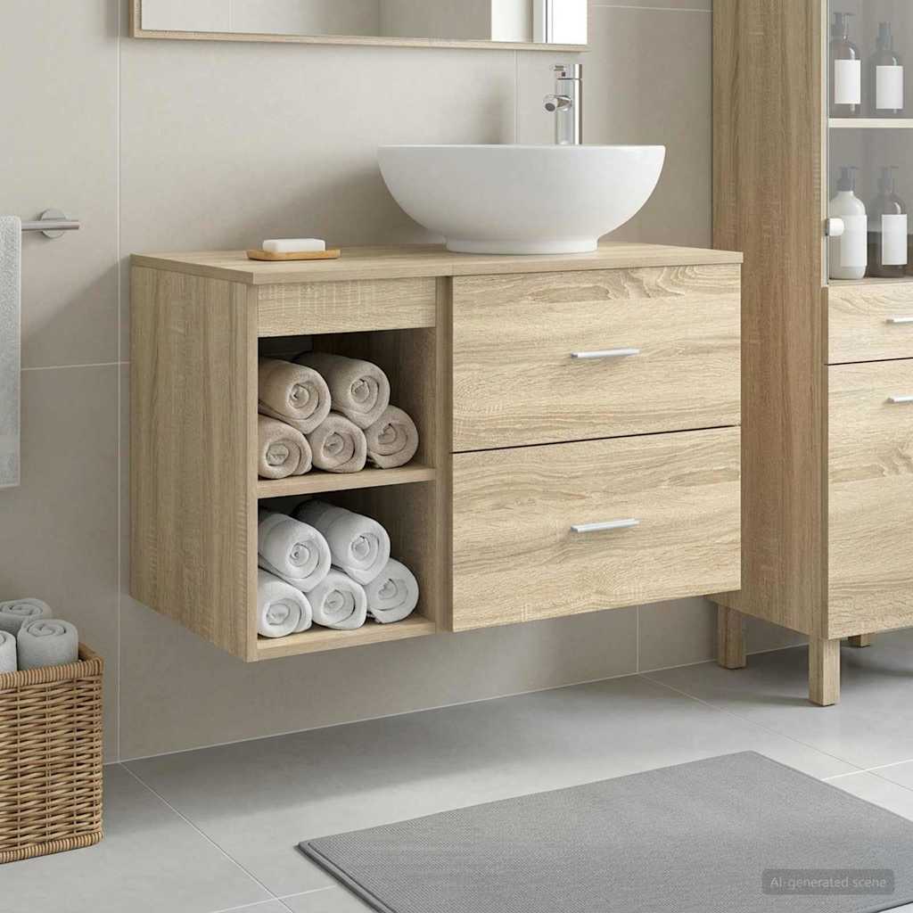 Badkamermeubelset 2 pcs Sonoma Eiken Bewerkt hout