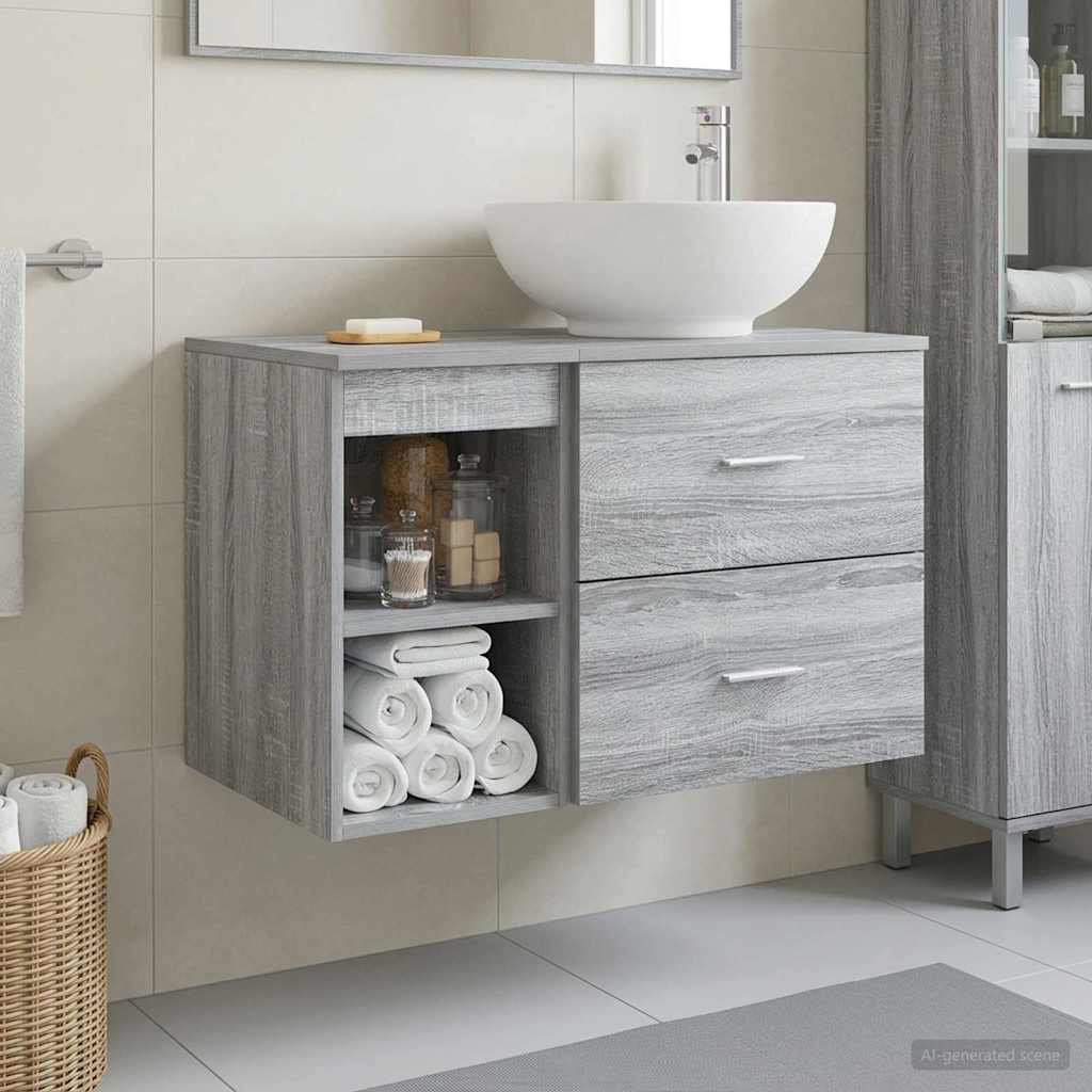 Badkamermeubelset 2 pcs Grijs Sonoma Bewerkt hout