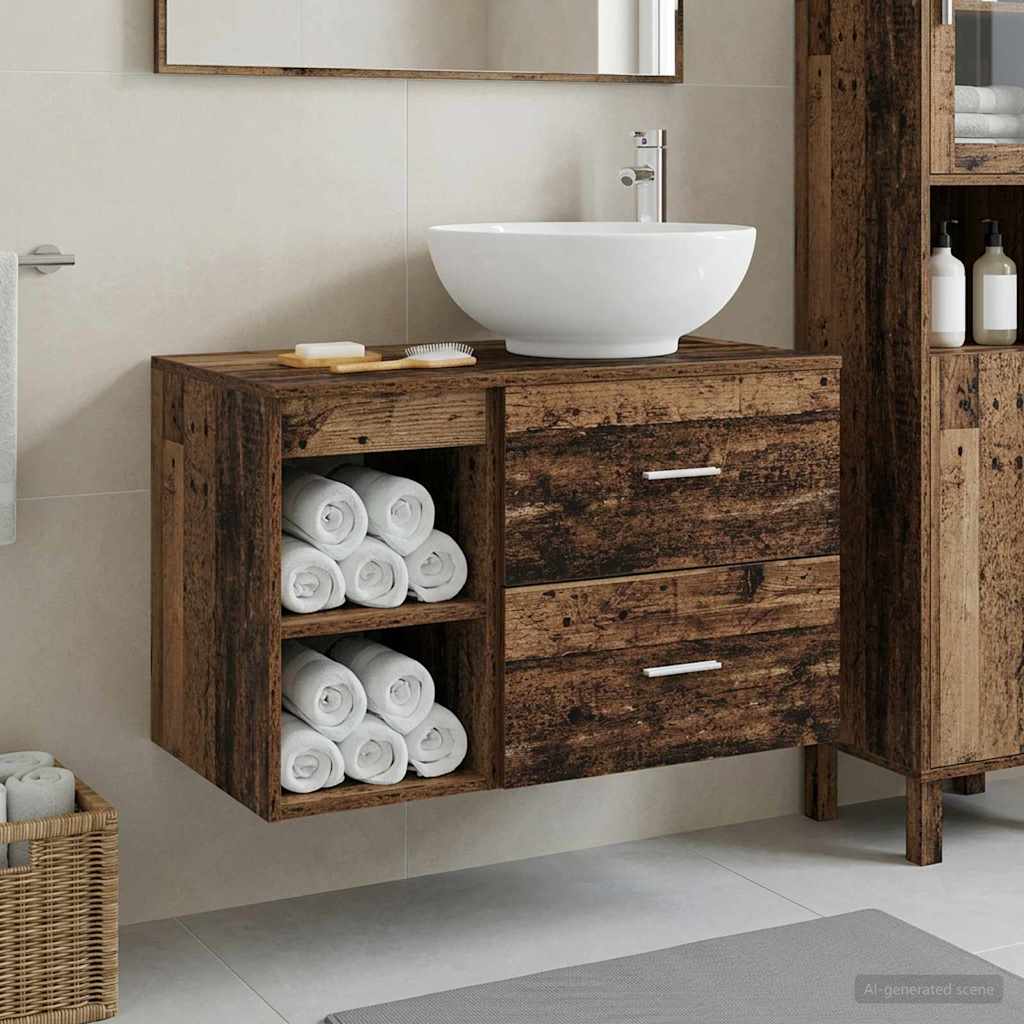 Badkamermeubelset 2 pcs Oud hout Bewerkt hout